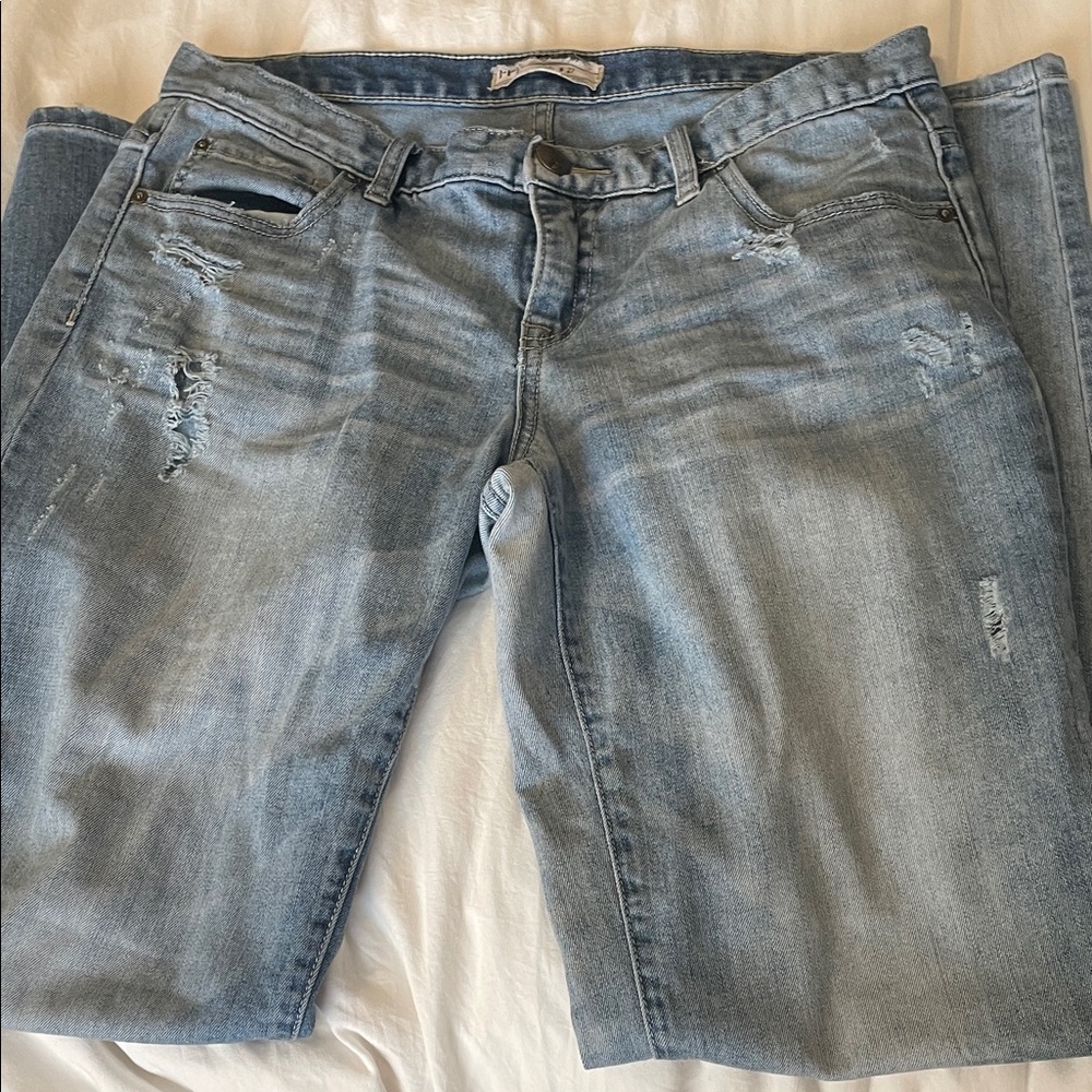 Free People Light Blue Distressed Boyfriend Jeans